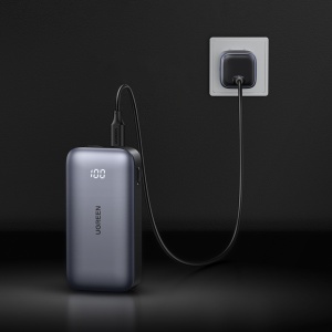 Baterie Externa fara Fir cu Display Digital, USB, Type-C, 10000mAh, 30W, 5V/3A, Ugreen PB502 - Gri - Img 6