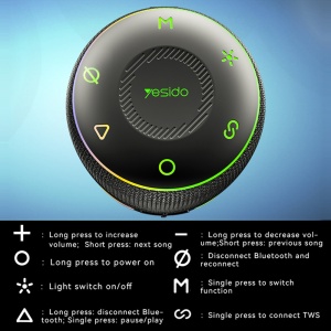Boxa portabila Bluetooth, 30W, RGB, IPX6, 4500mAh, Yesido, Negru - Img 6