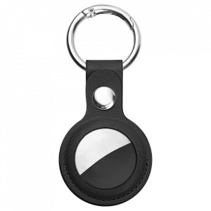 Breloc pentru Apple AirTag din piele, Skyddar Leather Tag - Negru