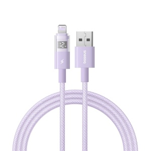 Cablu de Date cu Afisaj Digital, USB la Lightning, 2.4A, 1m - Baseus Display 2 (P10382700511-00) - Nebula Purple