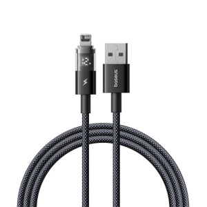 Cablu de Date cu Afisaj Digital, USB la Lightning, 2.4A, 2m - Baseus Display 2 (P10382700121-01) - Cosmic Black