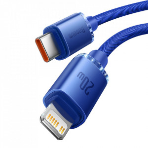 Cablu de date Type-C la Lightning, 20W, 1.2m, Baseus Crystal Shine (CAJY000203) - Albastru - Img 2