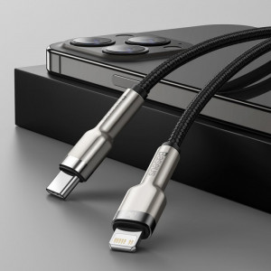 Cablu de Date Type-C la Lightning 20W, 2m, Baseus Cafule Series - Negru - Img 5
