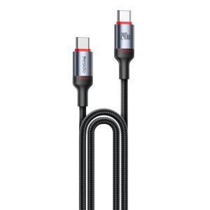 Cablu de date, Type-C la Type-C, 240W, 480Mbps, Nylon, 2m, Yesido, Negru