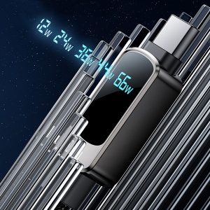 Cablu de date, USB la Type-C, 66W, Display LED, 1.2m, Yesido, Negru - Img 5