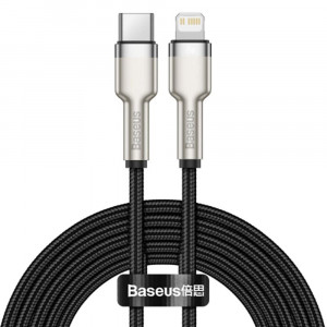 Cablu Type-C la Lightning, 20W, 25cm - Baseus Cafule Series Metal (CATLJK-01) - Black - Img 1