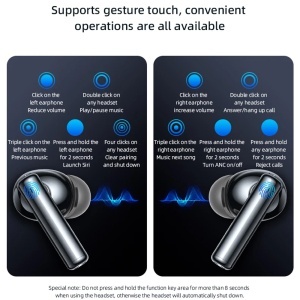 Casti wireless, Bluetooth 5.3, Noise Cancelling, In-ear, 360mAh, Yesido, Alb - Img 5