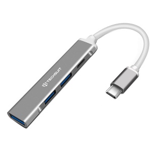 Docking Station USB-C 4in1 – 1x USB 3.0, SKYDDAR INNOVATION, 2x USB 2.0, 1x Type-C, Transfer & Incarcare, PolarisBridge H18, set cu sticker, Gri/Alb