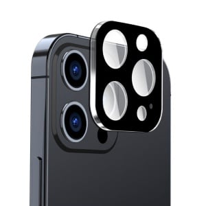 Folie camera pentru iPhone 15 Pro / 15 Pro Max, SKYDDAR INNOVATION, Camera Glass Negru, set cu sticker