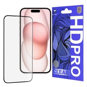 Folie de Sticla iPhone 15, Sticla securizata, Lito, HD Pro Clear, Negru