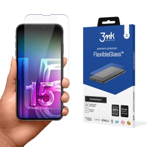 Folie pentru iPhone 15 din silicon, 3mk FlexibleGlass, Transparent