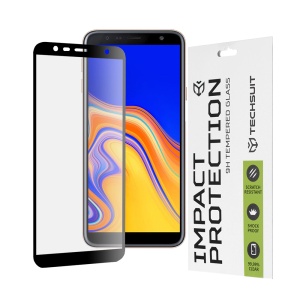Folie pentru Samsung Galaxy J4 Plus / Galaxy J6 Plus, SKYDDAR INNOVATION, Sticla Securizata, Ultra HD, Protectie 111D, Montare Simplă, Transparent, set cu sticker