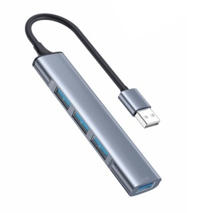 Hub USB, 4 in 1, USB 3.0 la 1x USB 3.0 si 3x USB 2.0, Aluminiu, Yesido, Gri