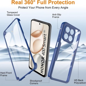 Husa 360° Honor 400 Smart / X7d 4G, SKYDDAR INNOVATION, [Pachet 360°] ColorVerse, set cu sticker, Albastru - Img 6