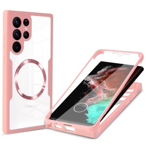 Husa 360° Samsung Galaxy S22 Ultra 5G, SKYDDAR INNOVATION, [Pachet 360°] ColorVerse MagSafe, set cu sticker, Roz