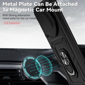 Husa Honor Magic6 Lite cu inel magnetic si protectie camera Skyddar CamShield - Negru - Img 3