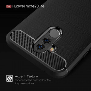 Husa Huawei Mate 20 lite din silicon, Slim, cu textura Fibra Carbon - Negru - Img 7