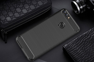 Husa Huawei P Smart din silicon, Slim, cu textura Fibra Carbon - Negru - Img 5
