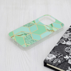 Husa iPhone 15 Pro Marble Series, Techsuit - Green Hex - Img 4