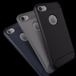 Husa iPhone SE 2, SE 2020 din silicon, Slim, cu textura Fibra Carbon - Negru - Img 5