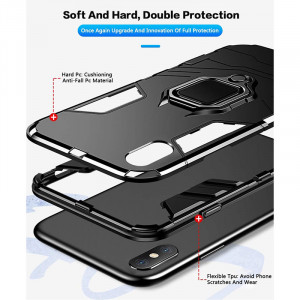 Husa iPhone XS Max cu inel, Techsuit Silicone Shield - Negru - Img 2