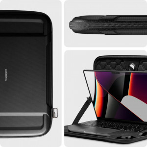 Husa laptop / tableta cu fermoar, dimensiune 13 - 14 inch, Spigen Rugged Armor - Negru - Img 5