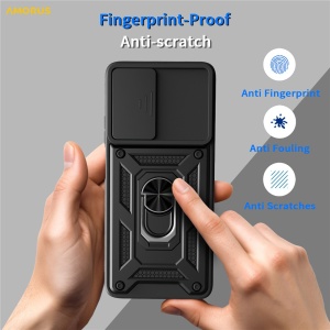 Husa Motorola Moto G06 cu Inel magnetic, Protectie camera, set cu sticker, CamShield, Negru - Img 3