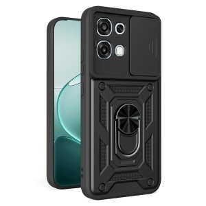 Husa Oppo A6 Pro 5G cu Inel magnetic, Protectie Camera, set cu sticker, CamShield, Negru - Img 1