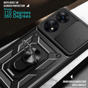 Husa Oppo A98 5G cu inel magnetic, Techsuit CamShield - Negru - Img 5