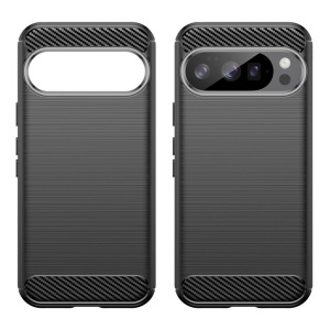 Husa pentru Google Pixel 10 / Pixel 10 Pro, SKYDDAR INNOVATION, Carbon Silicone, din Silicon Premium, Slim, cu textura Fibra Carbon, Negru, set cu sticker  - Img 2