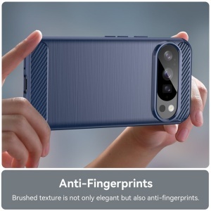Husa pentru Google Pixel 10 / Pixel 10 Pro, SKYDDAR INNOVATION, Carbon Silicone, din Silicon Premium, Slim, cu textura Fibra Carbon, Albastru, set cu sticker  - Img 6