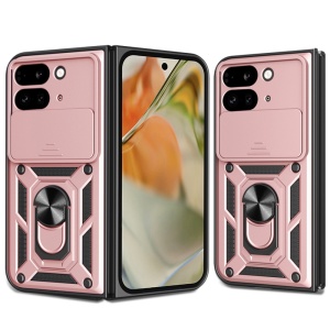 Husa pentru Google Pixel 9 Pro Fold, SKYDDAR INNOVATION, CamShield, Inel magnetic, set cu sticker, Roz