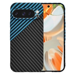 Husa pentru Google Pixel 9 Pro, SKYDDAR INNOVATION, textura carbon, Carbonite FiberShell, set cu sticker, Bleu,