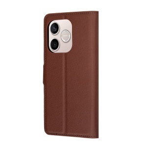 Husa pentru Honor 600 Lite tip Carte, cu Portofel Interior, Finisaje Premium, set cu sticker, Leather Folio, Maro - Img 5