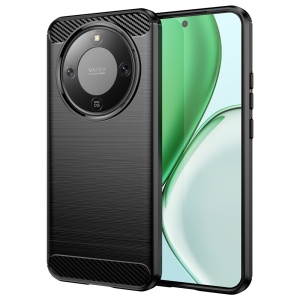 Husa pentru Honor Magic8 Lite, SKYDDAR INNOVATION, Carbon Silicone, din Silicon Slim, cu textura Fibra Carbon, set cu sticker, Negru