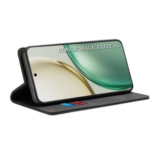 Husa pentru Honor Magic8 Lite, SKYDDAR INNOVATION, Confy Cover tip Carte din piele Eco Premium, cu Portofel Interior, set cu sticker, Negru - Img 2