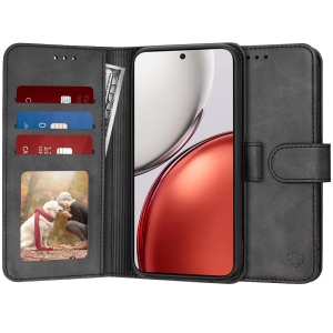 Husa pentru Honor Magic8 Lite, SKYDDAR INNOVATION, Diary Book, tip carte cu Portofel Interior, Antisoc, set cu sticker, Negru