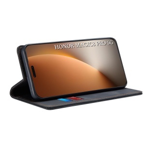 Husa pentru Honor Magic8 Pro, SKYDDAR INNOVATION, Confy Cover tip Carte din piele Eco Premium, cu Portofel Interior, set cu sticker, Negru - Img 2