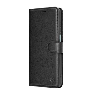 Husa pentru Honor X5c Plus, SKYDDAR INNOVATION, Leather Folio tip Carte, cu Portofel Interior, Finisaje Premium, set cu sticker, Negru - Img 4