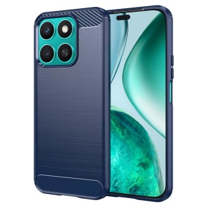 Husa pentru Honor X8c, SKYDDAR INNOVATION, Carbon Silicone, din Silicon Premium, Slim, cu textura Fibra Carbon, Albastru, set cu sticker - Img 1