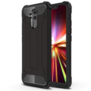 Husa pentru Huawei Mate 20 Lite, SKYDDAR INNOVATION, Hybrid Armor, din Plastic Dur, Margini Cauciucate, Antisoc, set cu sticker, Negru