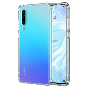 Husa pentru Huawei P30 , SKYDDAR INNOVATION, Shockproof Clear din Silicon Slim, Transparenta, set cu sticker