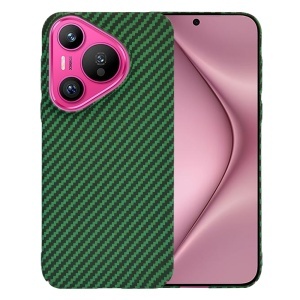 Husa pentru Huawei Pura 70, SKYDDAR INNOVATION, textura carbon, Carbonite FiberShell, set cu sticker, Verde,