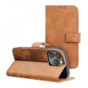 Husa pentru iPhone 13 Pro tip carte magnetic, Skyddar Tender - Maro - Img 1