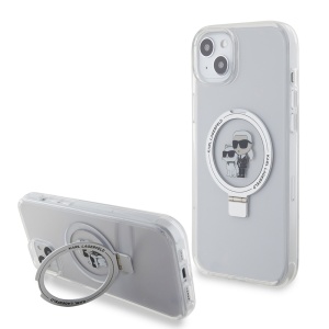Husa pentru iPhone 15 Plus, Hardcase Ring Stand MagSafe, Karl Lagerfeld - Alb