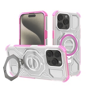Husa pentru iPhone 15 Pro, Antisoc, SKYDDAR INOVATION, Carbon Shield PRO, Magsafe, set cu sticker, Roz