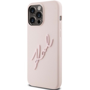 Husa pentru iPhone 15 Pro, Liquid Silicone, Karl Lagerfeld, Roz - Img 2