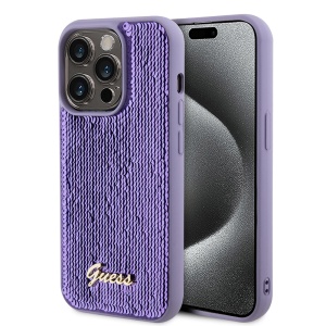 Husa pentru iPhone 15 Pro Max, Sequin Script Metal, Guess - Mov