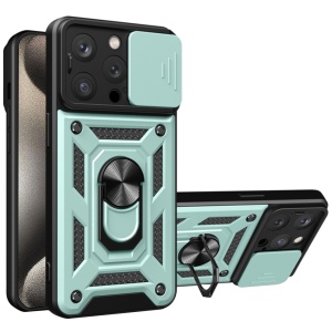 Husa pentru iPhone 15 Pro, SKYDDAR INNOVATION, CamShield, Verde, set cu sticker