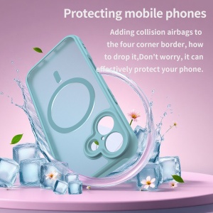 Husa pentru iPhone 16, Antisoc, HaloFrost MagSafe II, set cu sticker, Verde menta - Img 4